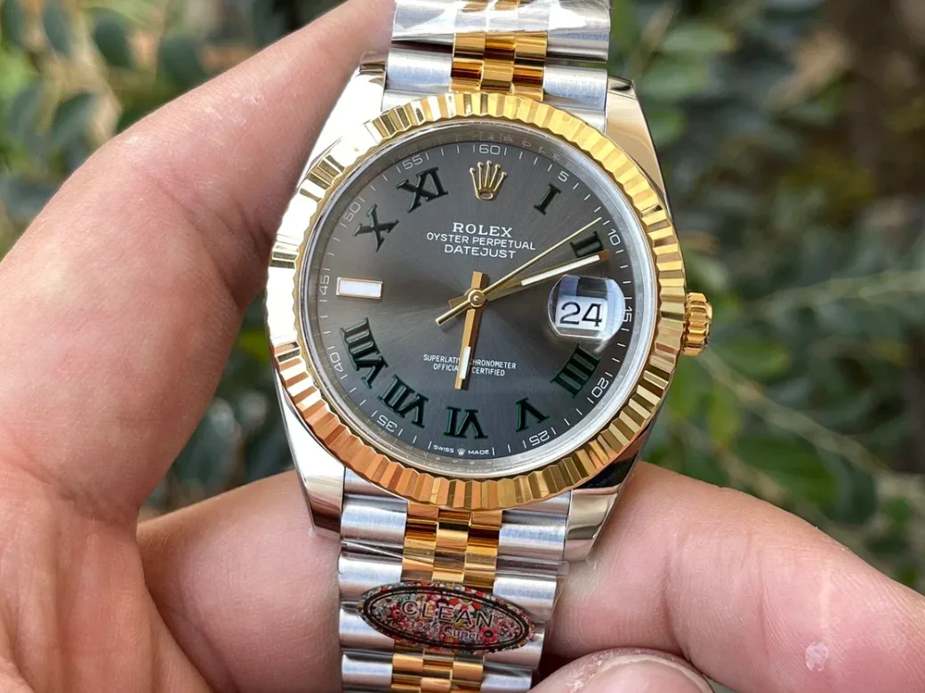 클린공장 롤렉스 데이트저스트 그레이 로만다이얼 콤비 쥬빌 41mm 126333