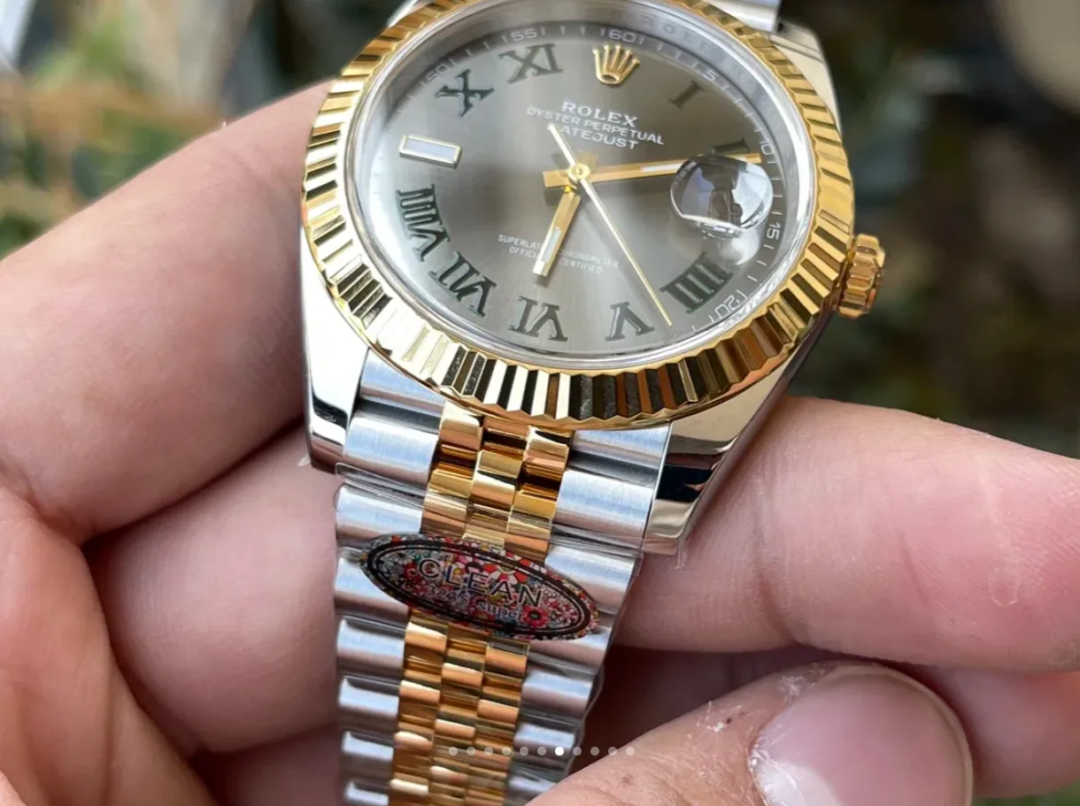 클린공장 롤렉스 데이트저스트 그레이 로만다이얼 콤비 쥬빌 41mm 126333