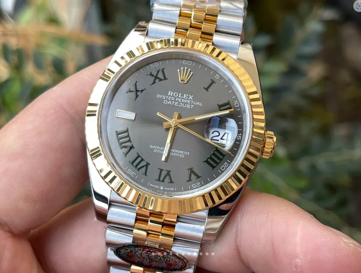 클린공장 롤렉스 데이트저스트 그레이 로만다이얼 콤비 쥬빌 41mm 126333