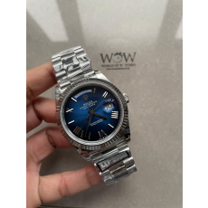 QF공장 롤렉스 데이데이트 그라데이션 청판 로만 다이얼 화이트 골드 금통 (텅스텐 헤비버전) 40mm 228239