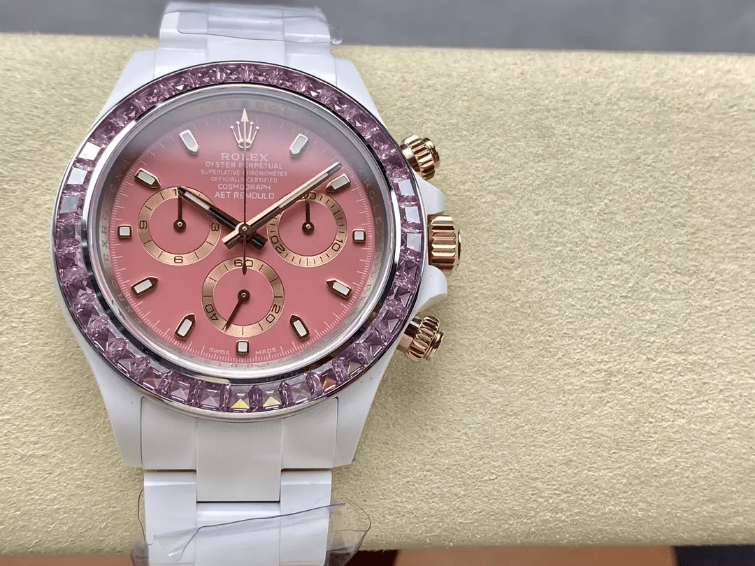IPK공장 롤렉스 데이토나 핑크 다이얼 화이트 세라믹 다이아 베젤 40mm