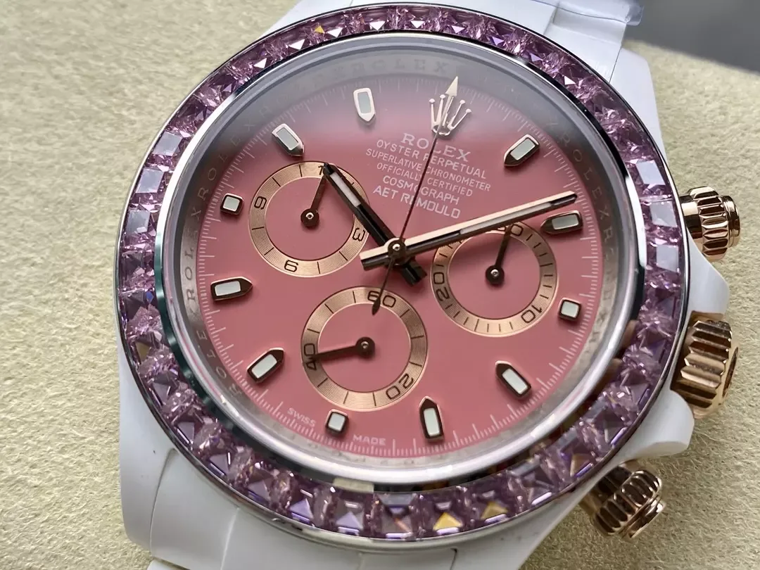 IPK공장 롤렉스 데이토나 핑크 다이얼 화이트 세라믹 다이아 베젤 40mm
