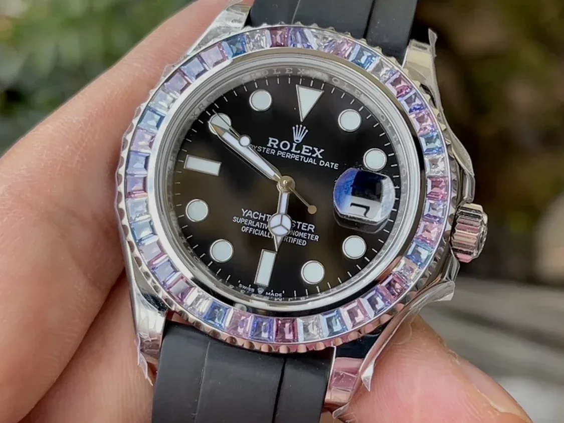 KF공장 롤렉스 요트마스터 로즈골드 금통 레인보우 다이아 베젤 M126679SABR