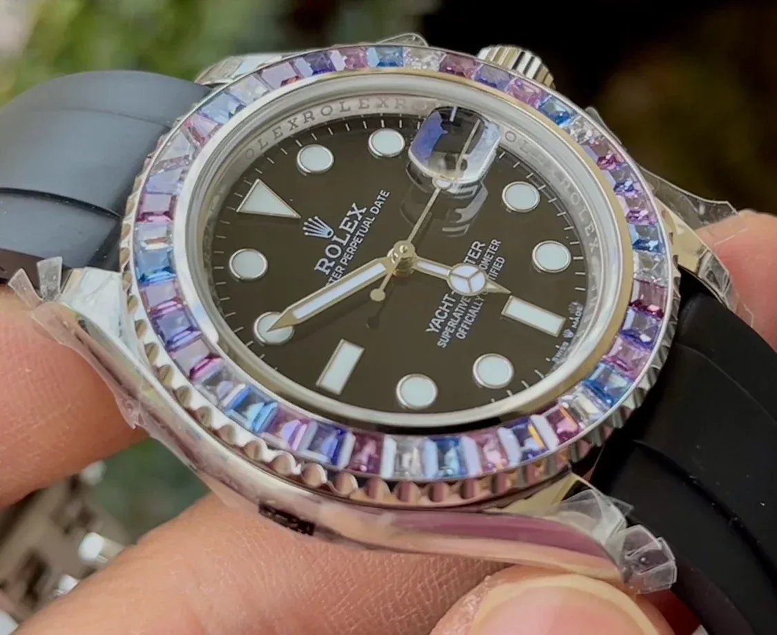 KF공장 롤렉스 요트마스터 로즈골드 금통 레인보우 다이아 베젤 M126679SABR