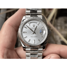 KF공장 롤렉스 데이데이트 실버 다이아 다이얼 화이트 골드 금통 40mm 228235