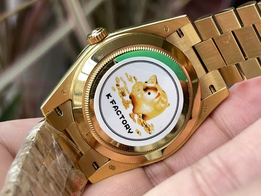 KF공장 롤렉스 데이데이트 블랙 다이아 다이얼 옐로우 골드 금통 40mm 228235