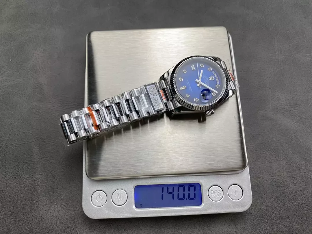 QF공장 롤렉스 데이데이트 청판 옴브레 다이얼 10P다이아 화이트 골드 36mm 128236