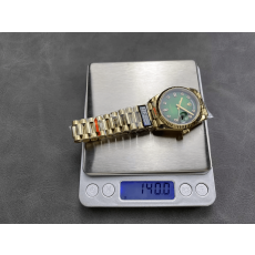 QF공장 롤렉스 데이데이트 그린 옴브레 다이얼 10P다이아 옐로우 골드 36mm 128238