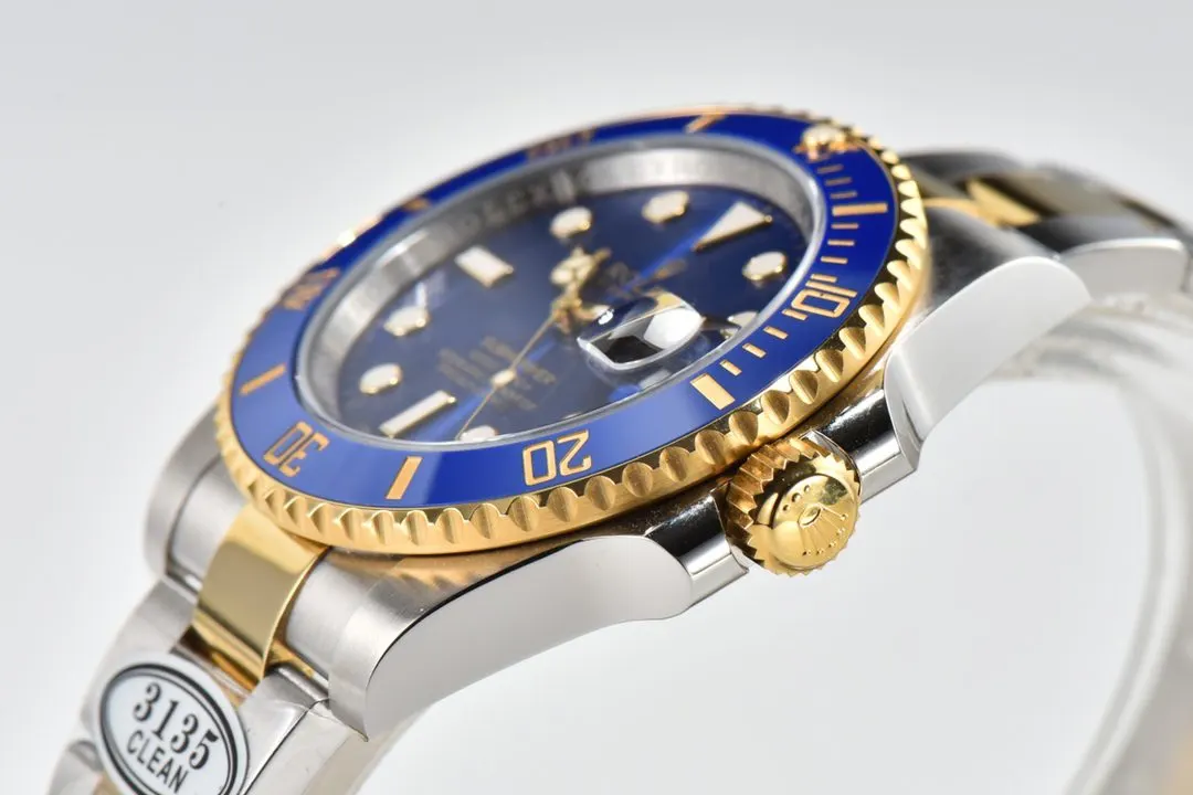 클린공장 롤렉스 서브마리너 청판 다이얼 옐로우 골드 콤비 40mm 116613