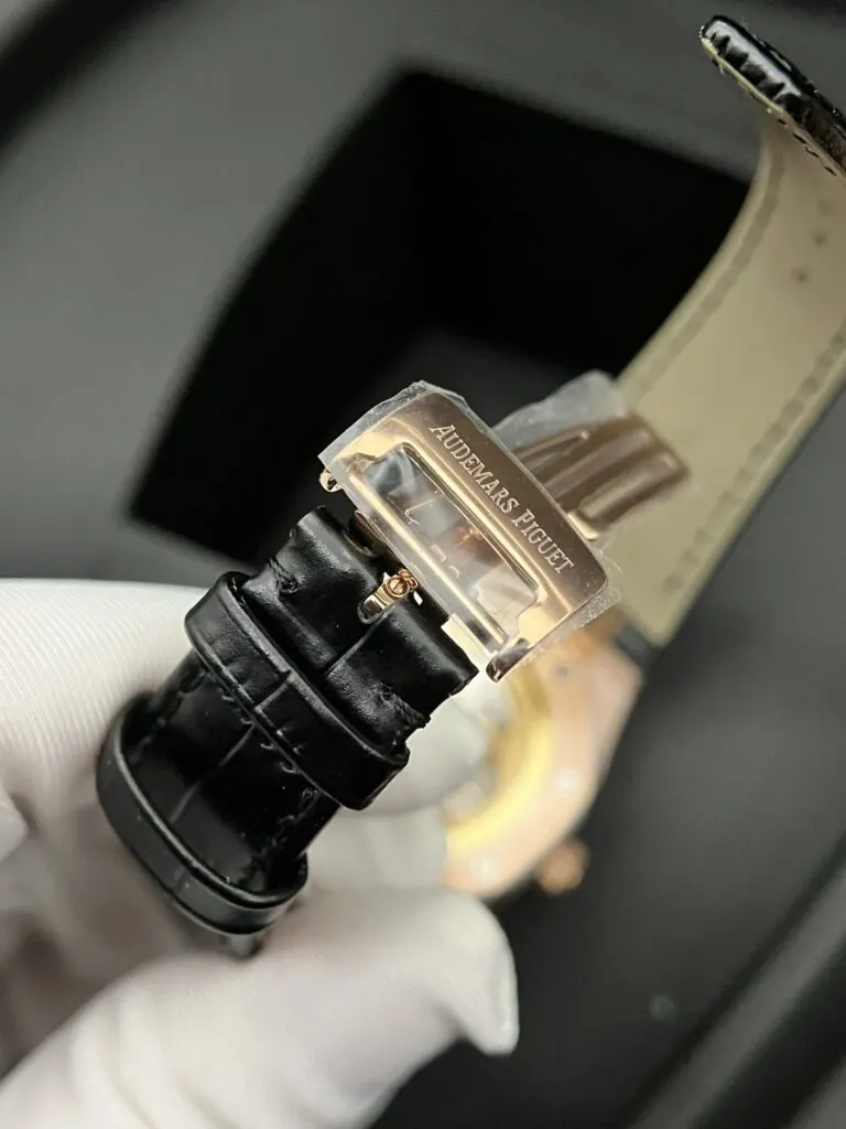 APS공장 오데마피게 로얄오크 블랙 다이얼 로즈골드 금통 레더 스트랩 15500OR.OO.D002CR.01