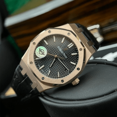 APS공장 오데마피게 로얄오크 블랙 다이얼 로즈골드 금통 레더 스트랩 15500OR.OO.D002CR.01