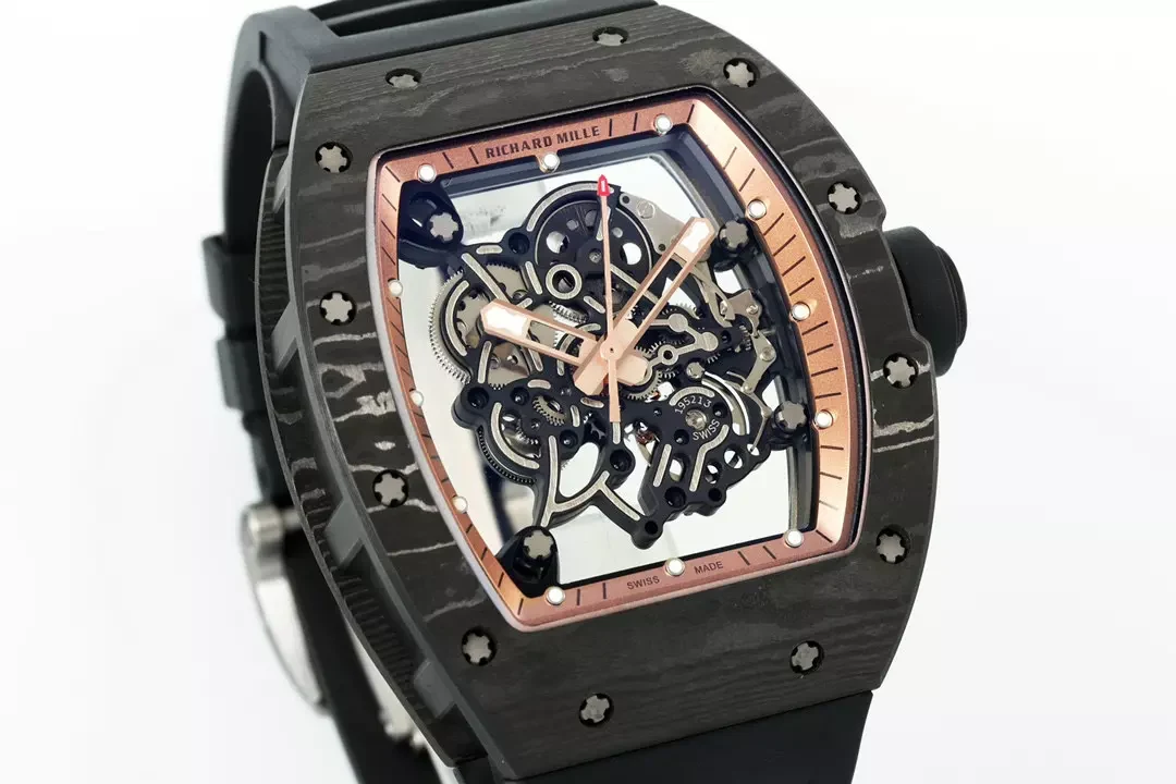 APS공장 V2 리차드밀 부바왓슨 RM-055 블랙 카본 케이스 블랙 러버밴드