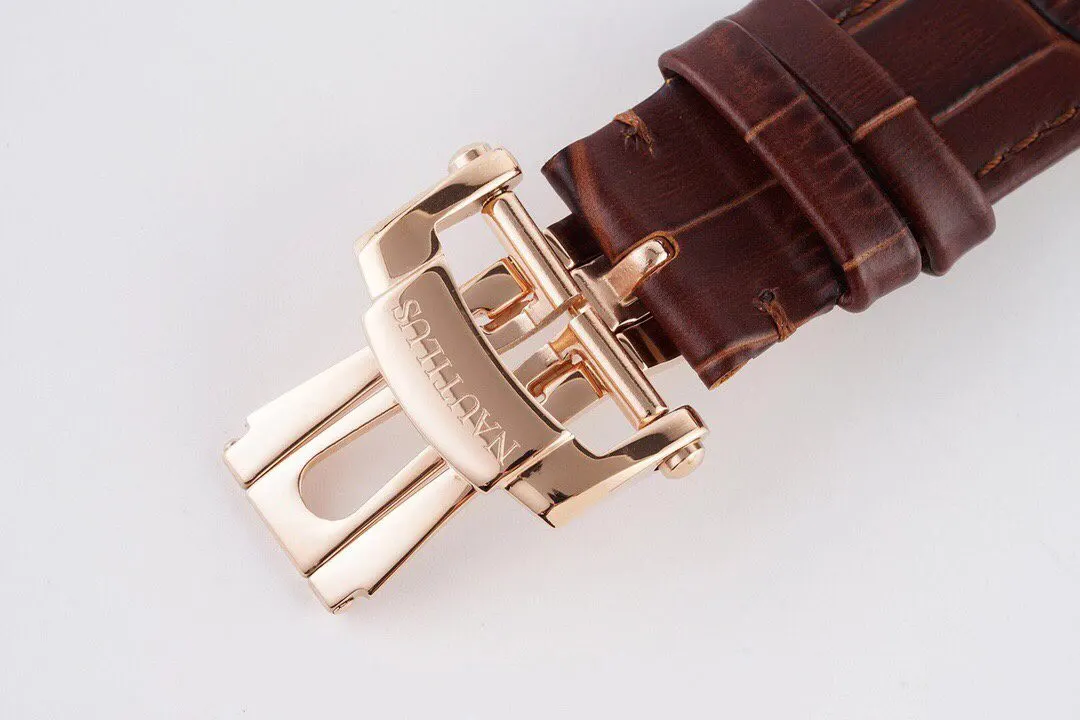 3K공장 파텍필립 노틸러스40주년 리미티드 에디션 블랙 다이얼 로즈골드 금통 가죽밴드 5980