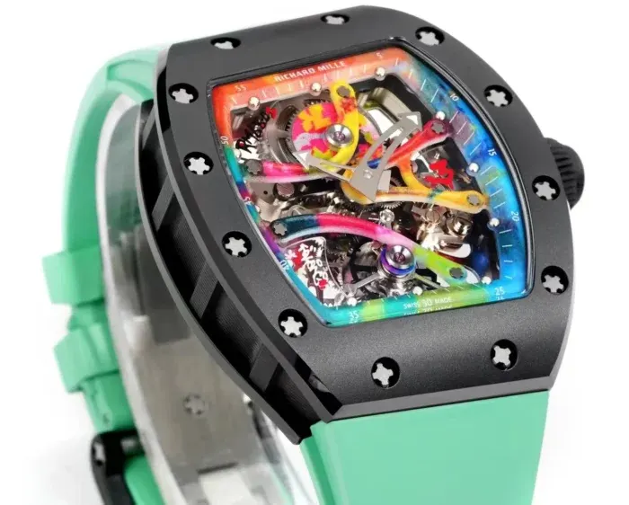 RM공장 리차드밀 RM68-01 시릴 콩고 투르비용 에디션 블랙 세라믹 그린 러버밴드