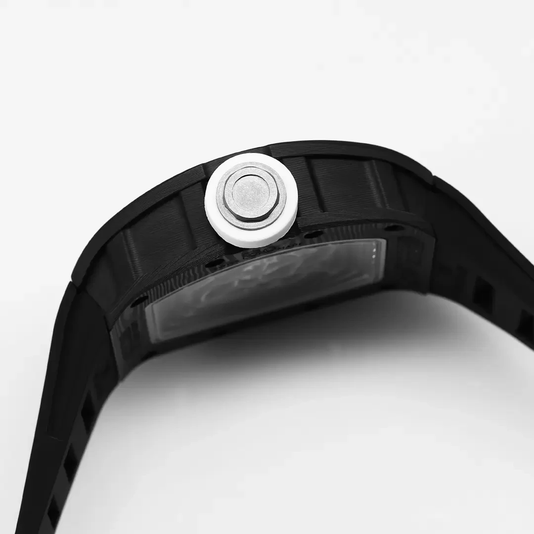 BBR공장 리차드밀 부바왓슨 RM055 블랙카본 케이스 화이트 포인트 블랙 밴드