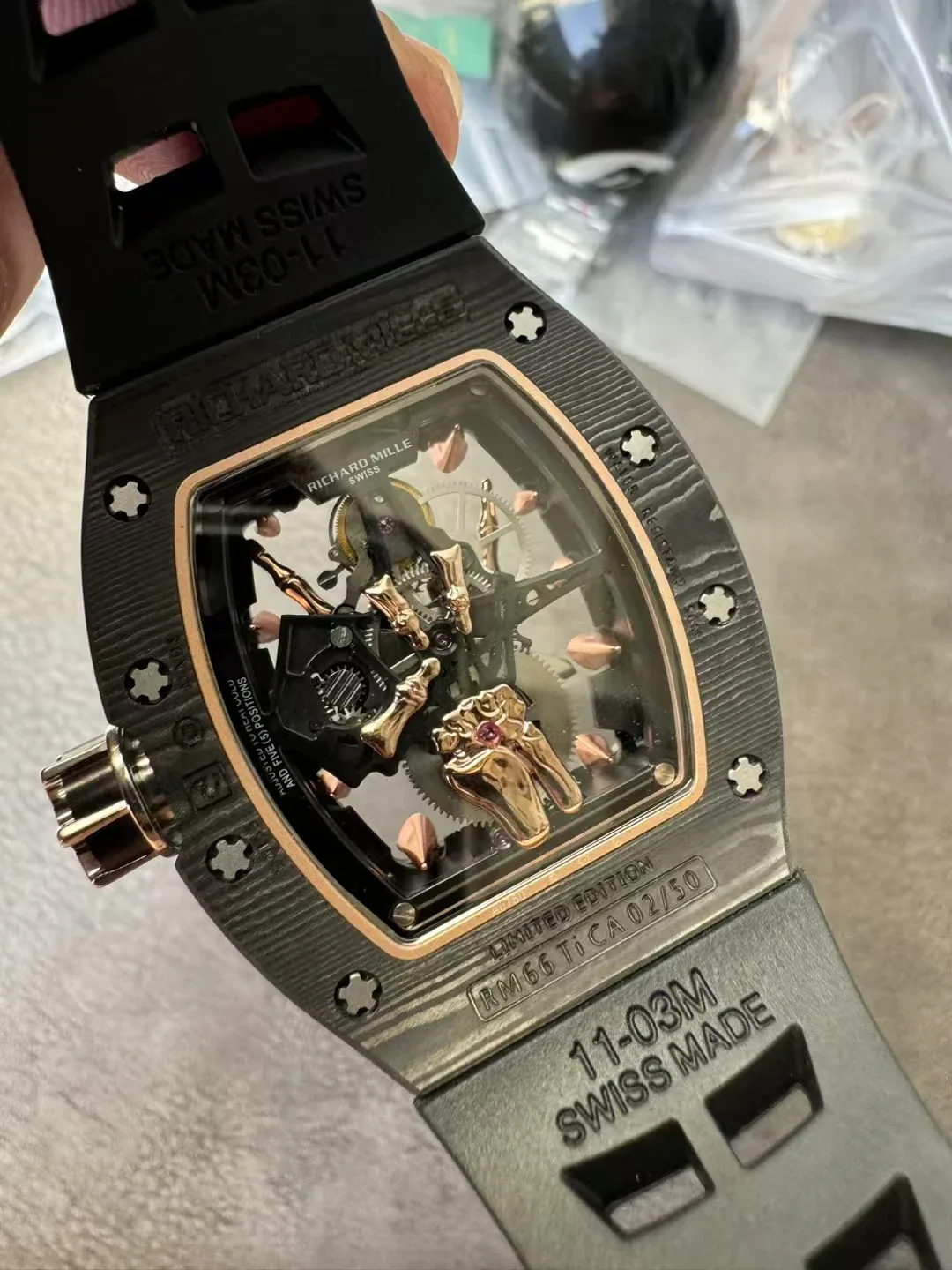 YS공장 리차드밀 RM66 수동 와인딩 플라잉 투르비용 한정판