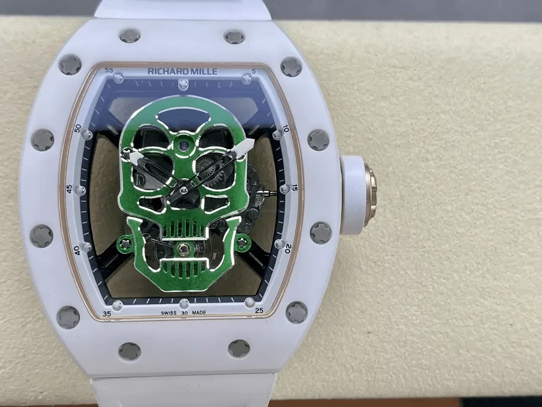 YS공장 리차드밀 RM52-01 화이트 세라믹 그린 스컬 다이얼