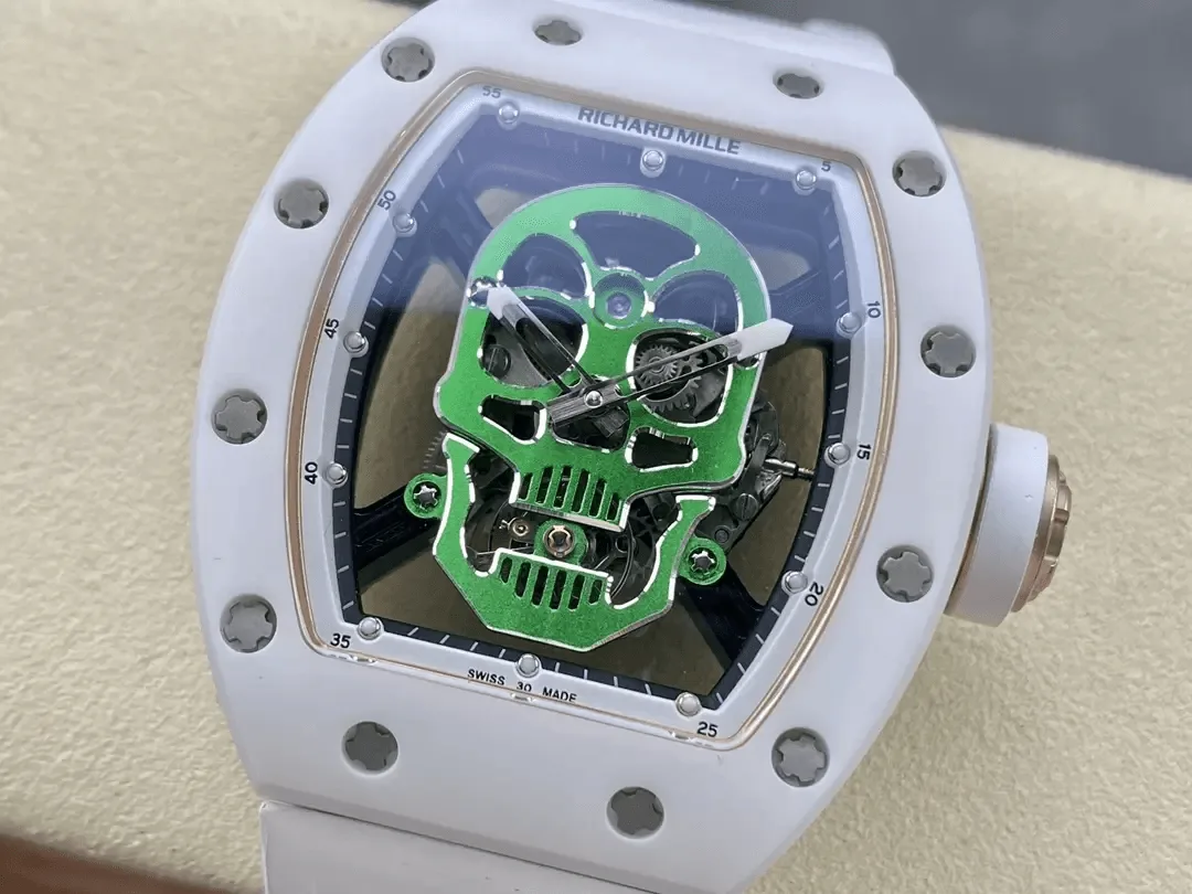 YS공장 리차드밀 RM52-01 화이트 세라믹 그린 스컬 다이얼