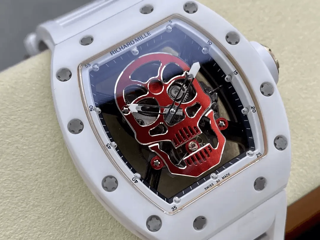YS공장 리차드밀 RM52-01 화이트 세라믹 레드 스컬 다이얼