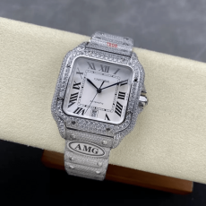 AMG공장 까르띠에 산토스 화이트 다이얼 버스트 다운 40mm