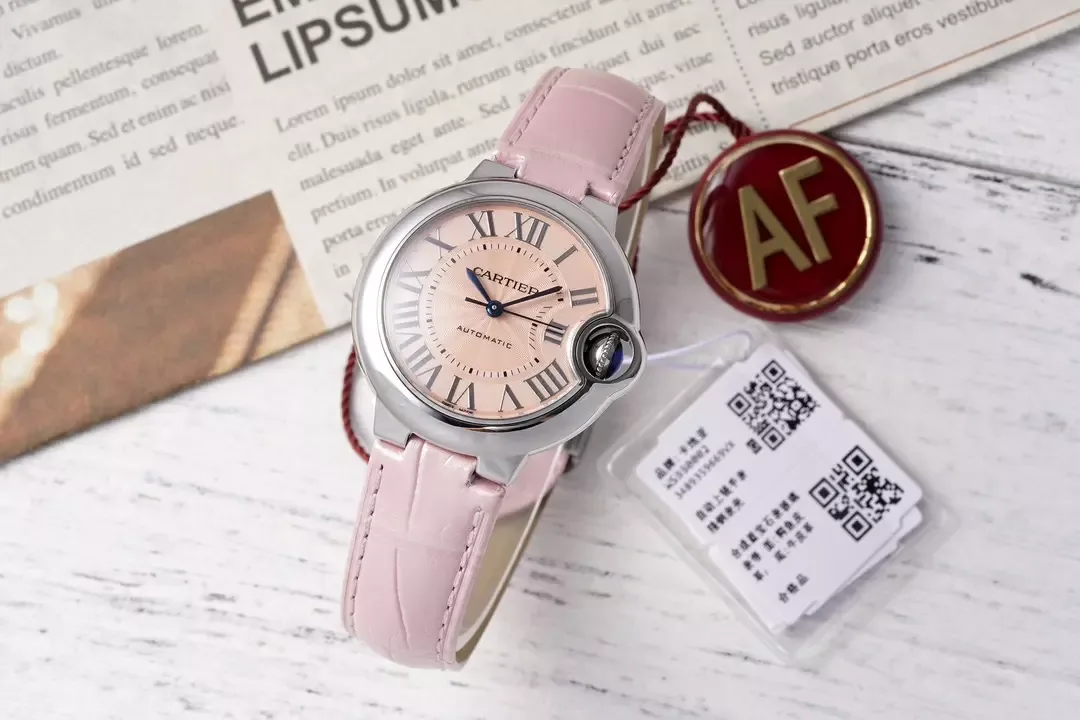AF공장 까르띠에 발롱 브루 드 스틸 / 핑크 가죽밴드 33mm