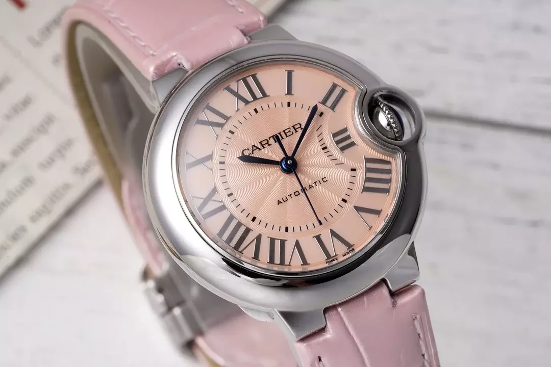 AF공장 까르띠에 발롱 브루 드 스틸 / 핑크 가죽밴드 33mm