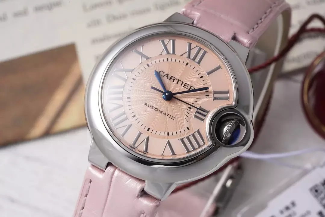 AF공장 까르띠에 발롱 브루 드 스틸 / 핑크 가죽밴드 33mm