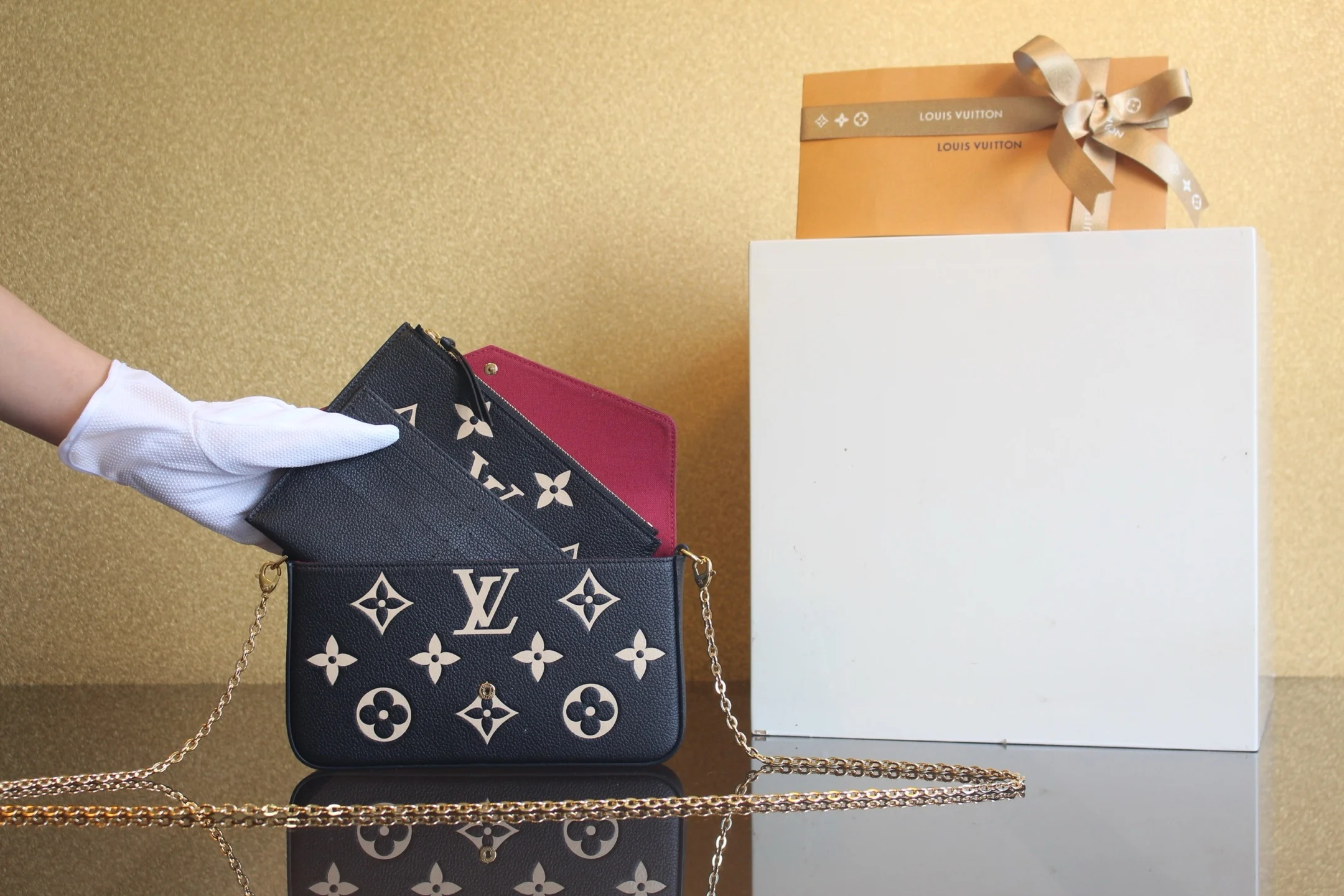 루이비통 펠리시 포쉐트 블랙 베이지 M80482