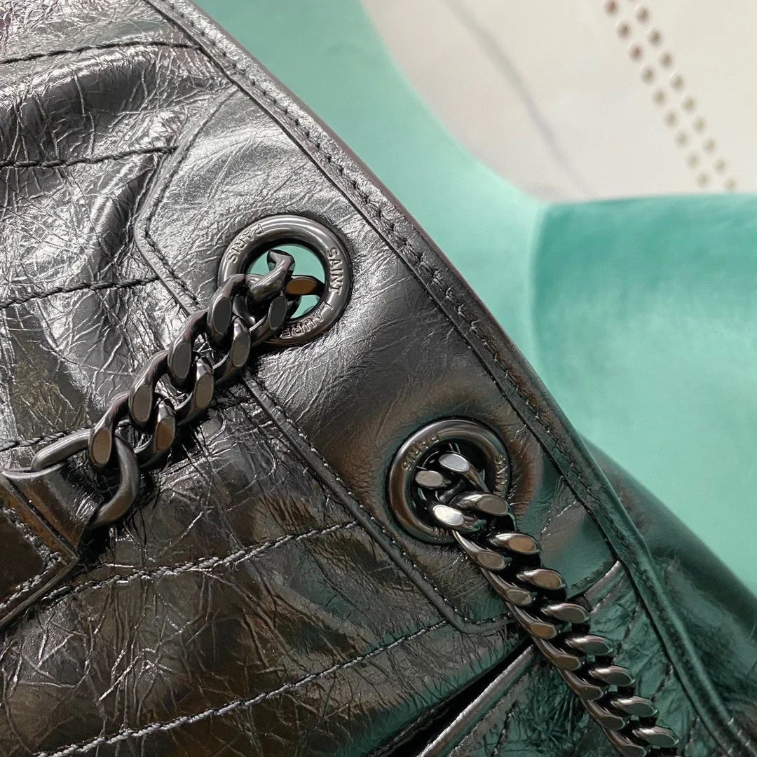 공장 생로랑 여성 니키 라지 체인 숄더백 그레이 498883