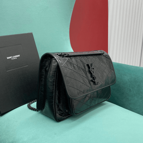 공장 생로랑 여성 니키 미디움 체인 숄더백 블랙 498894