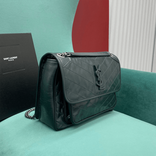 공장 생로랑 여성 니키 미디움 체인 숄더백 다크 그린 498894