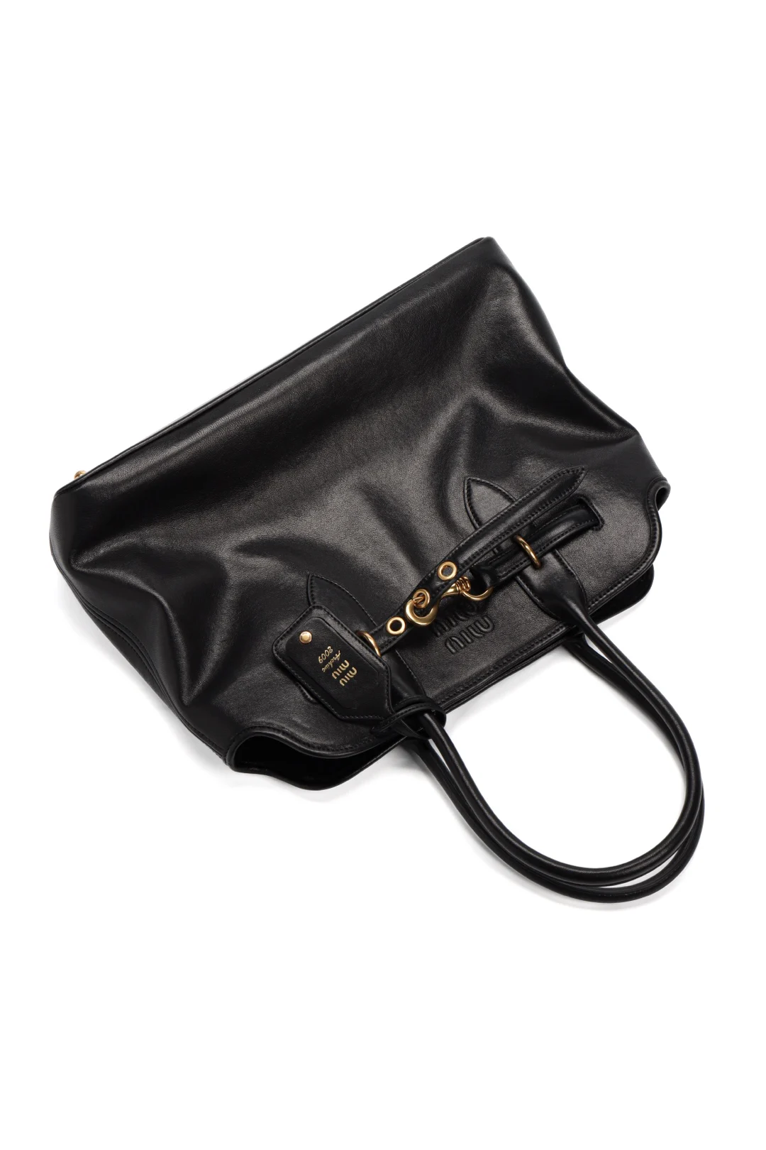 미우미우 가죽 탑 핸들백 블랙