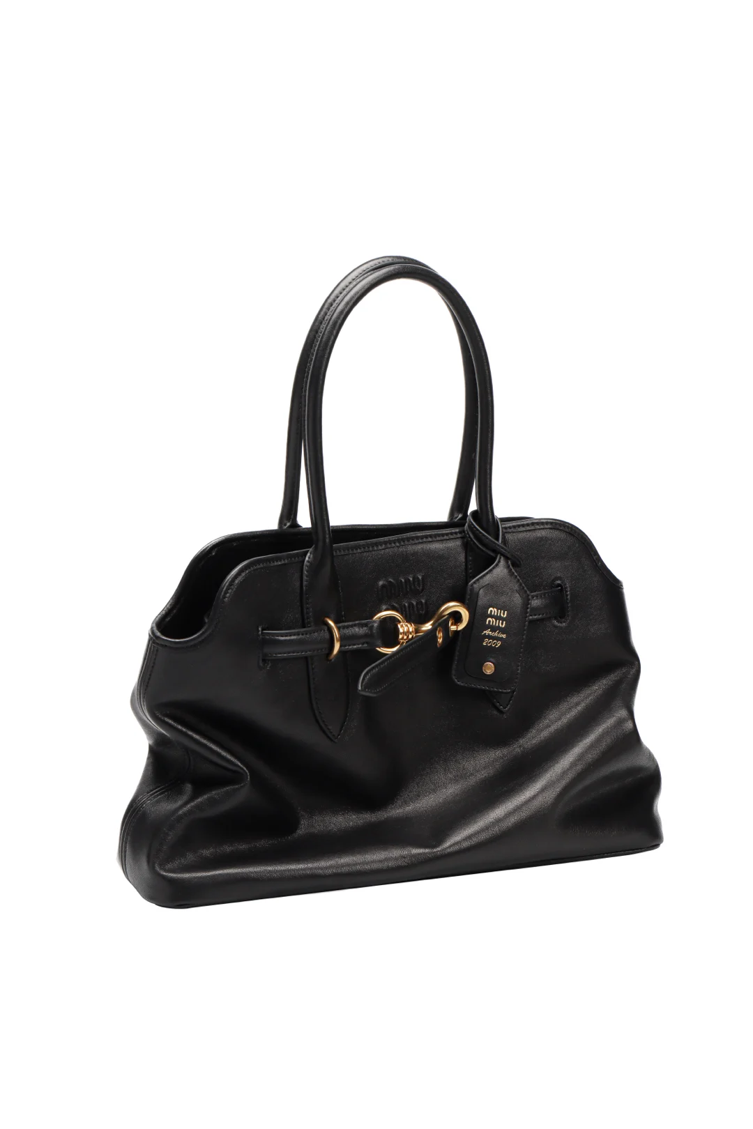 미우미우 가죽 탑 핸들백 블랙