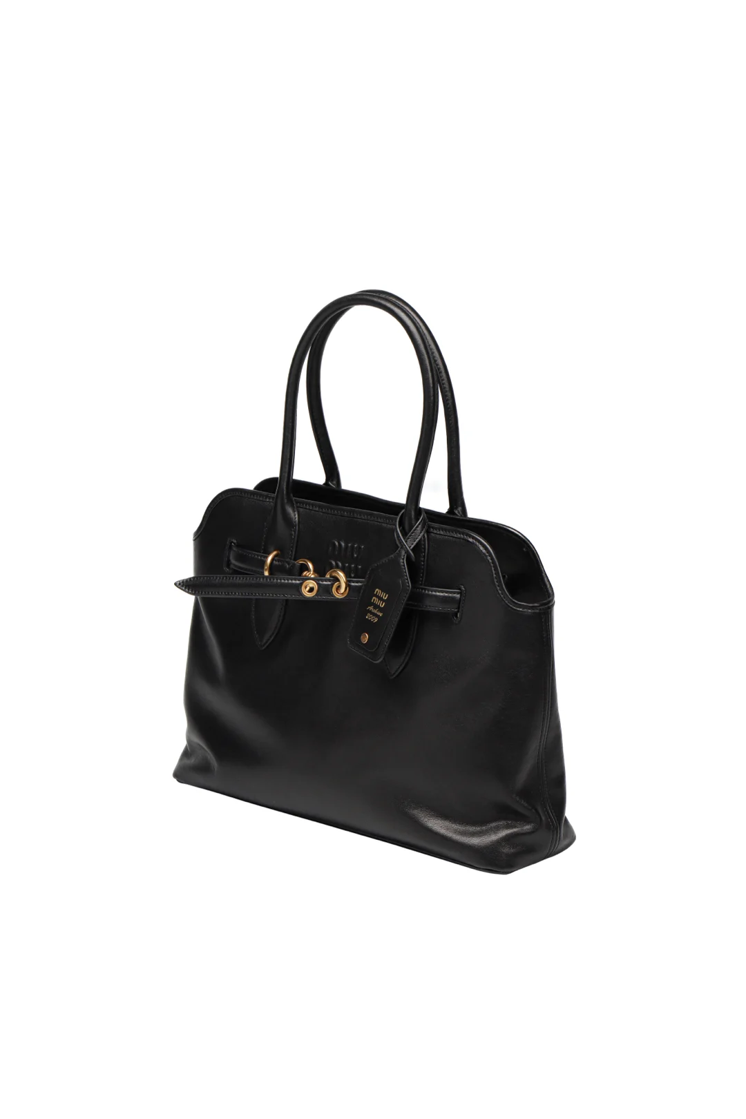 미우미우 가죽 탑 핸들백 블랙