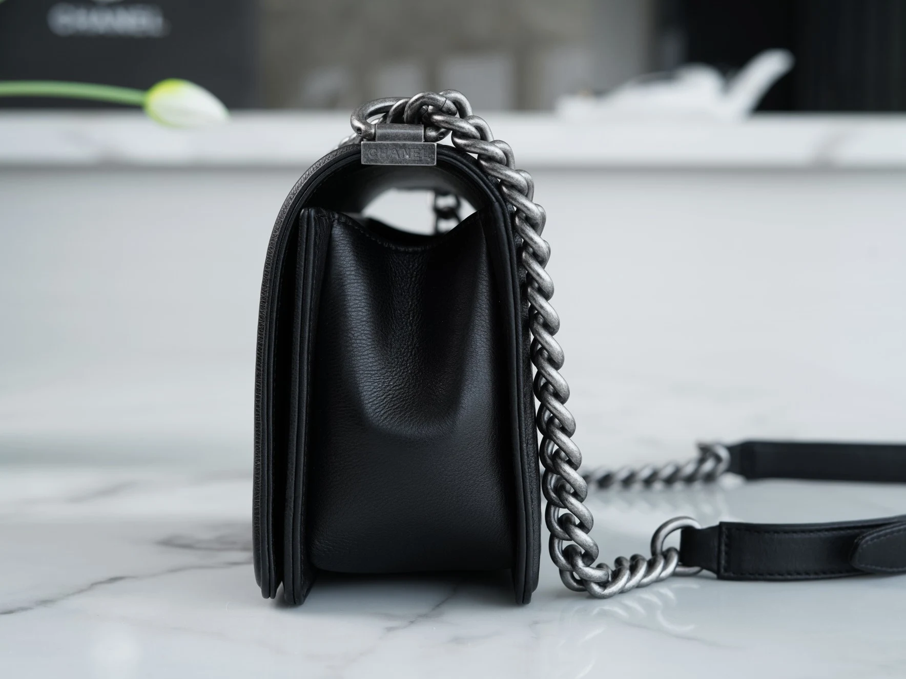 팬더샵 샤넬 보이백 캐비어 블랙 은장 미디움