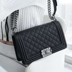 팬더샵 샤넬 보이백 캐비어 블랙 은장 미디움