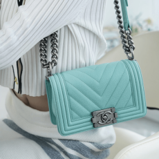 팬더샵 샤넬 보이백 캐비어 티파니 블루 은장 스몰