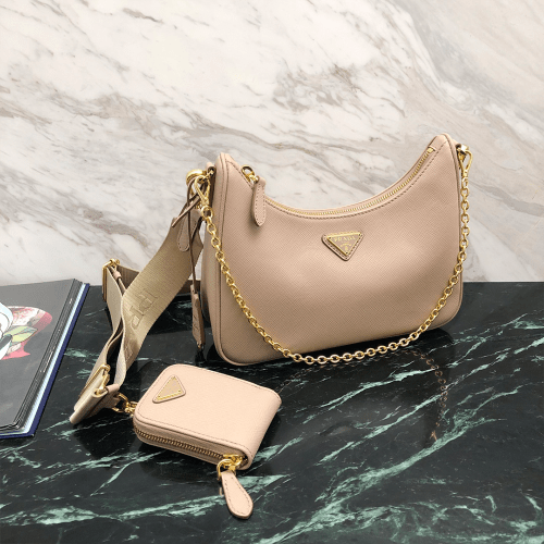 프라다 리에디션 가죽 숄더백 핑크 1BH204