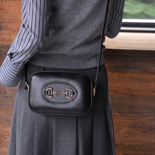 구찌 홀스빗 1955 크로스 숄더백 블랙 레더 760196