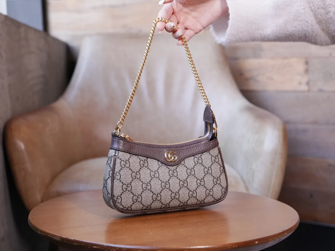 구찌 구찌 오피다아 스몰 핸드백 브라운 764960