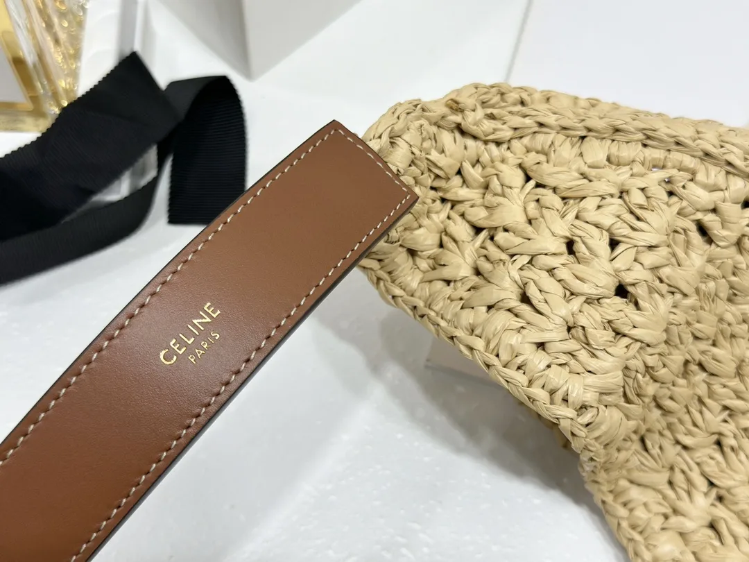 셀린느 그란데비타 여성 클래식 파니에 라피아 호보백 112772