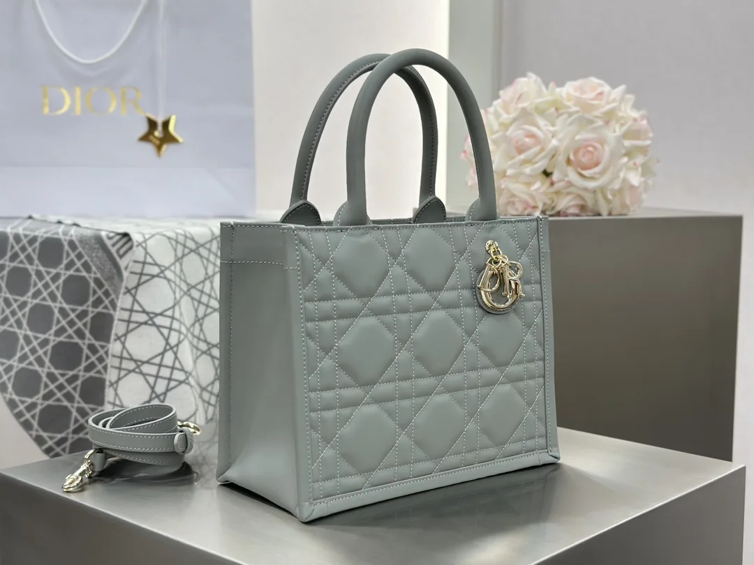 디올 스몰 북 토트백 매크로까나쥬 그레이