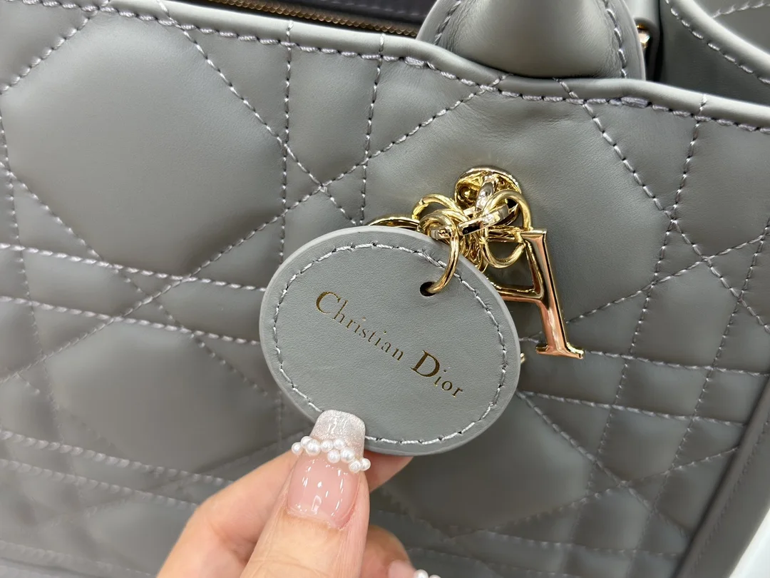 디올 스몰 북 토트백 매크로까나쥬 그레이