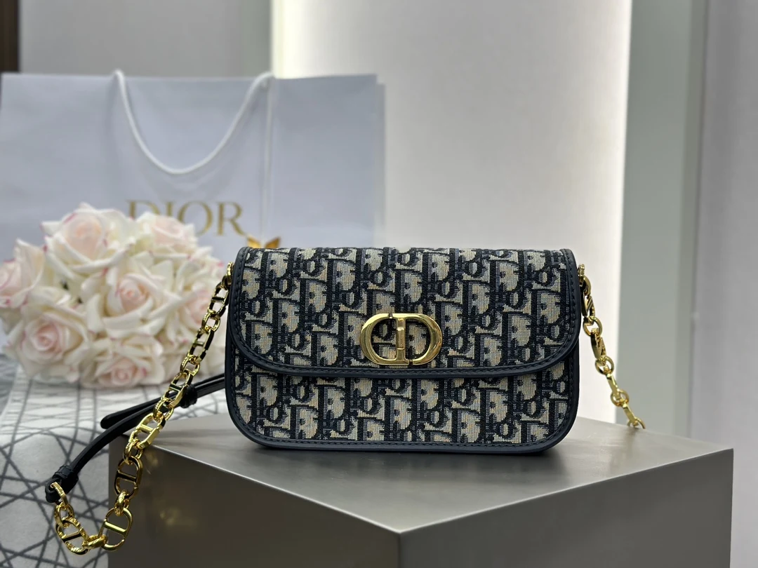 디올 30 몽테인 에비뉴 백 블루 오블리크 자카드