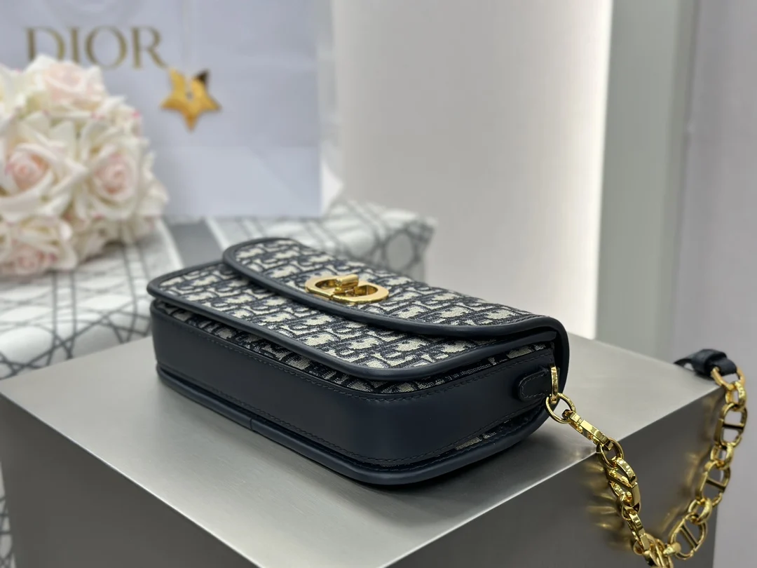 디올 30 몽테인 에비뉴 백 블루 오블리크 자카드