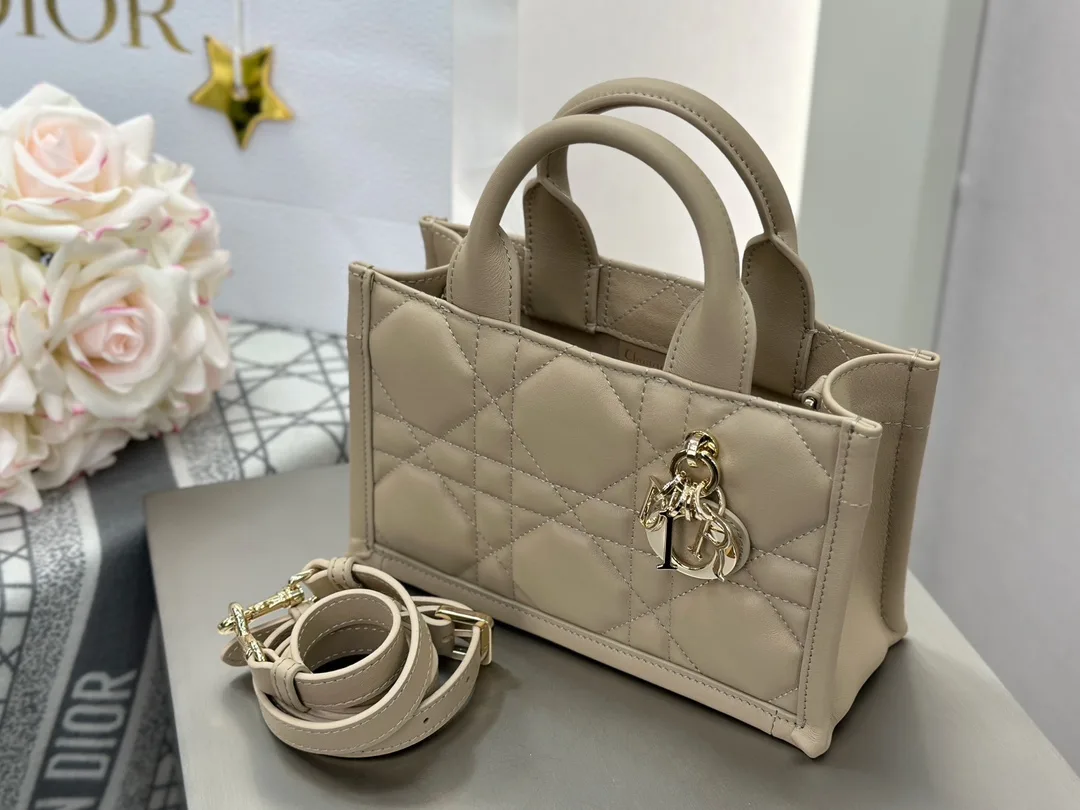 디올 미니 스트랩 북 토트백 매크로까나쥬 베이지