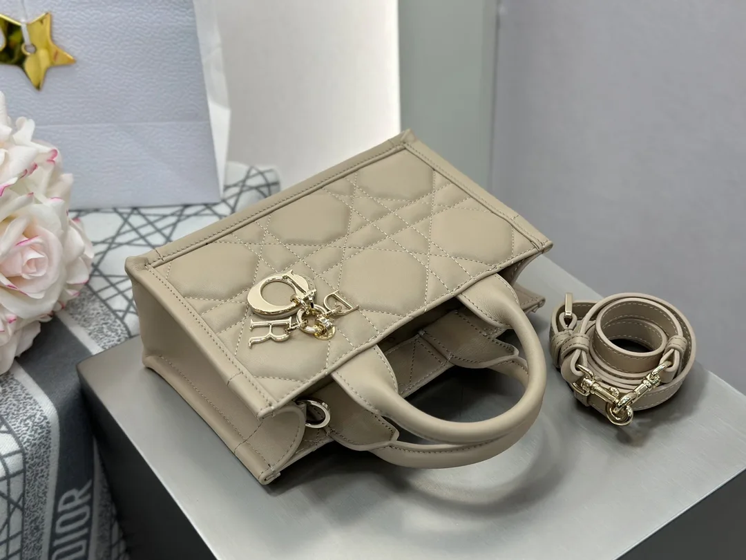 디올 미니 스트랩 북 토트백 매크로까나쥬 베이지