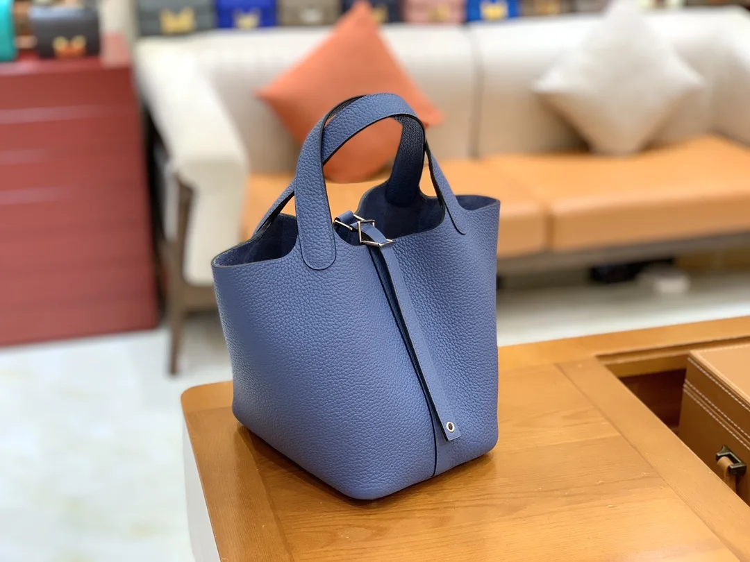 그린엘 에르메스 피코탄 18 브라이트 블루 골드 버클