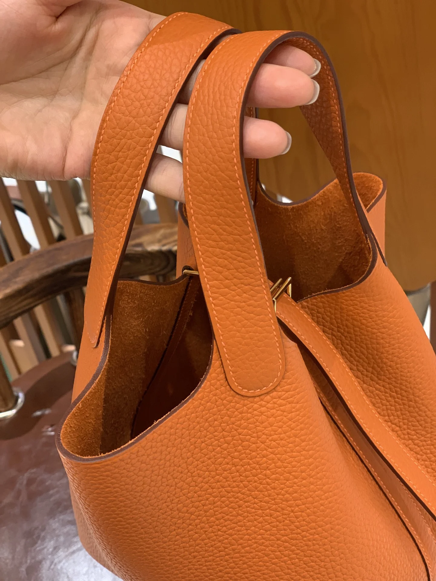 그린엘 에르메스 피코탄 18 오렌지 골드 버클