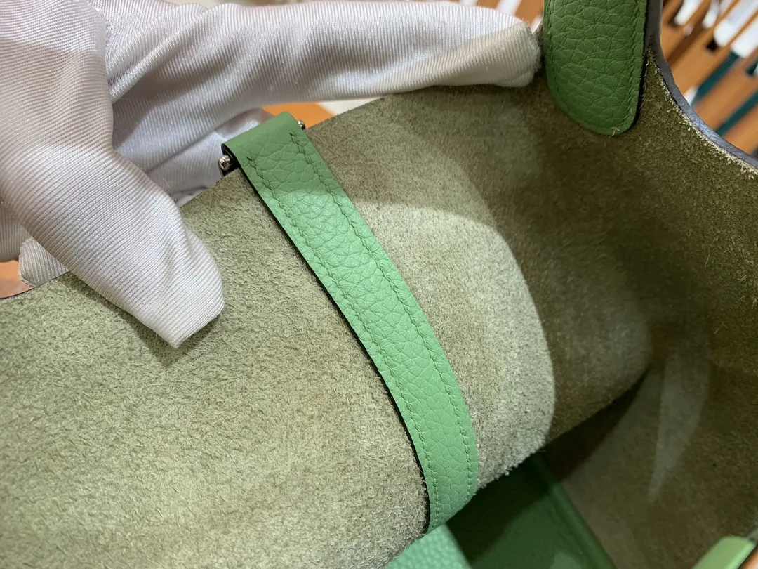 그린엘 에르메스 피코탄 18 아보카도 그린 실버 버클